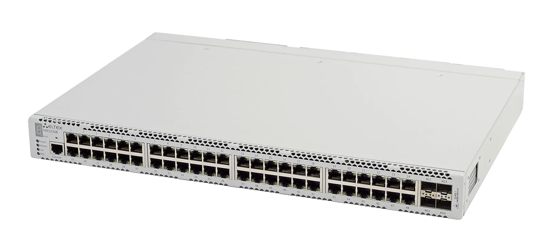 Ethernet-коммутатор MES3348, 48 портов 10/100/1000Base-T, 4 порта 10GBase-R (SFP+)/1000Base-X(SFP), L3, 2 слота для модулей питания