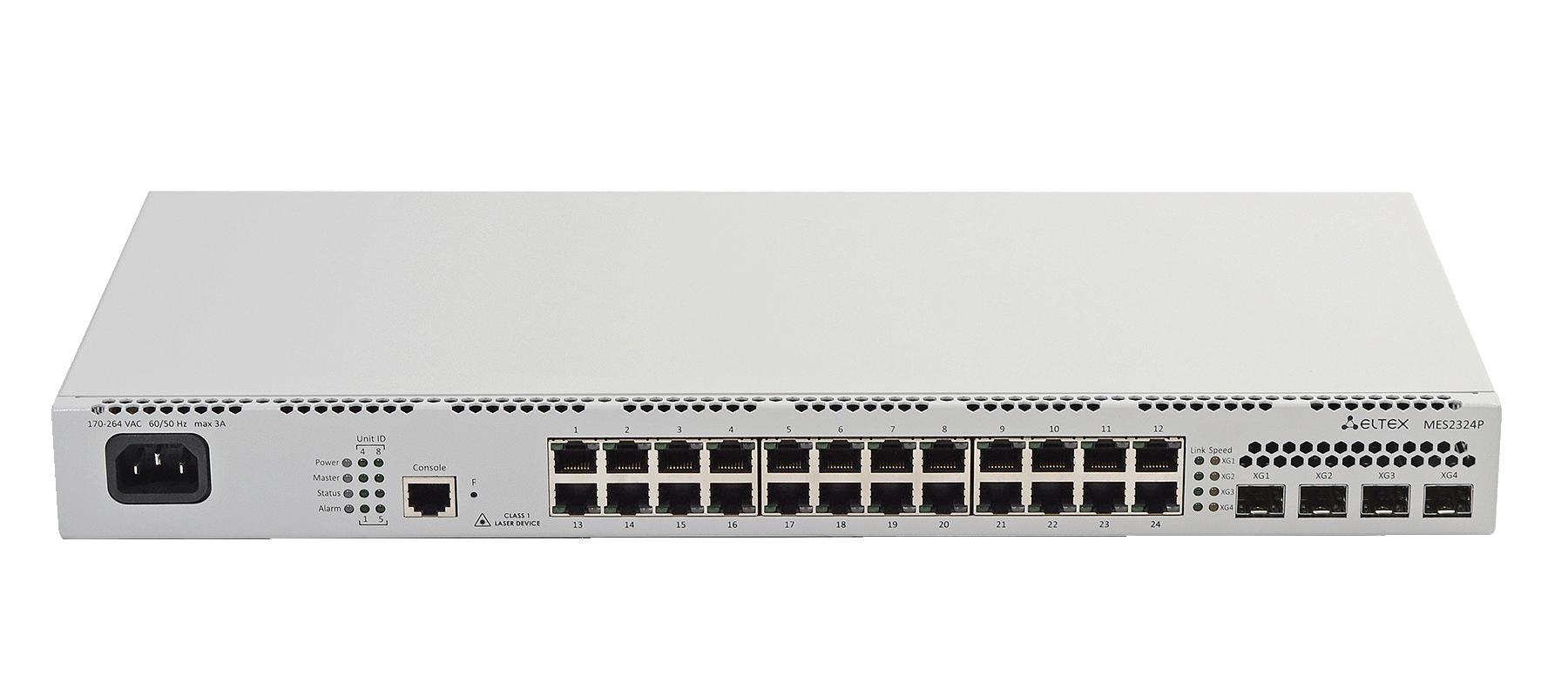 Ethernet-коммутатор MES2324P, 24xPoE/PoE+ (1G) + 4x1G/10G SFP+, L3, 220V AC