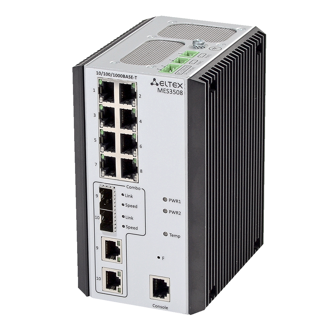 Ethernet-коммутатор MES3508P, 8xPoE/PoE+ (1G) + 2xCombo (RJ45/SFP), L3, 48V DC